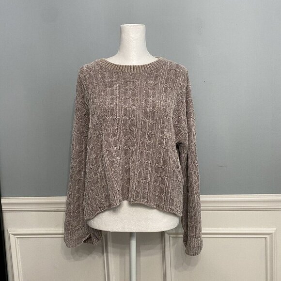 Cliche Chenille Sweater Cropped Size XS Cable Women's Pullover High Low Soft - Picture 1 of 7